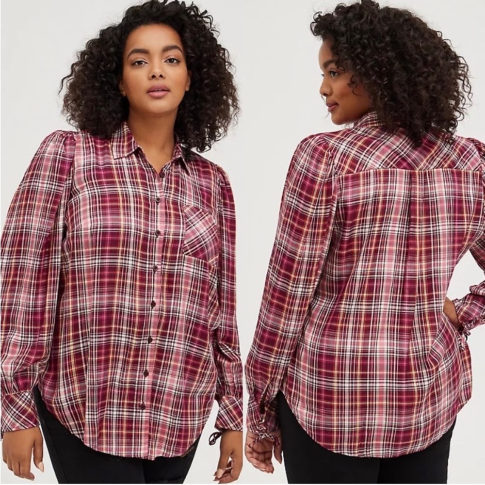 3/$20! TORRID Plaid Button-Down Shirt